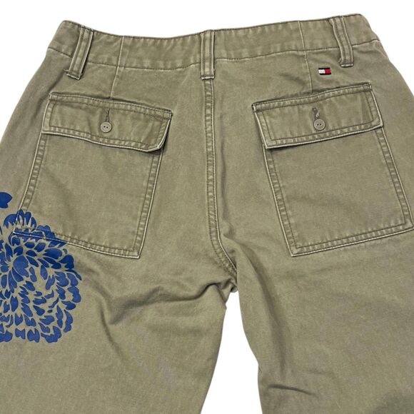 Tommy Hilfiger Floral Pants Wide Leg Cargo Khaki Size 4 Y2K Vintage - Picture 9 of 12